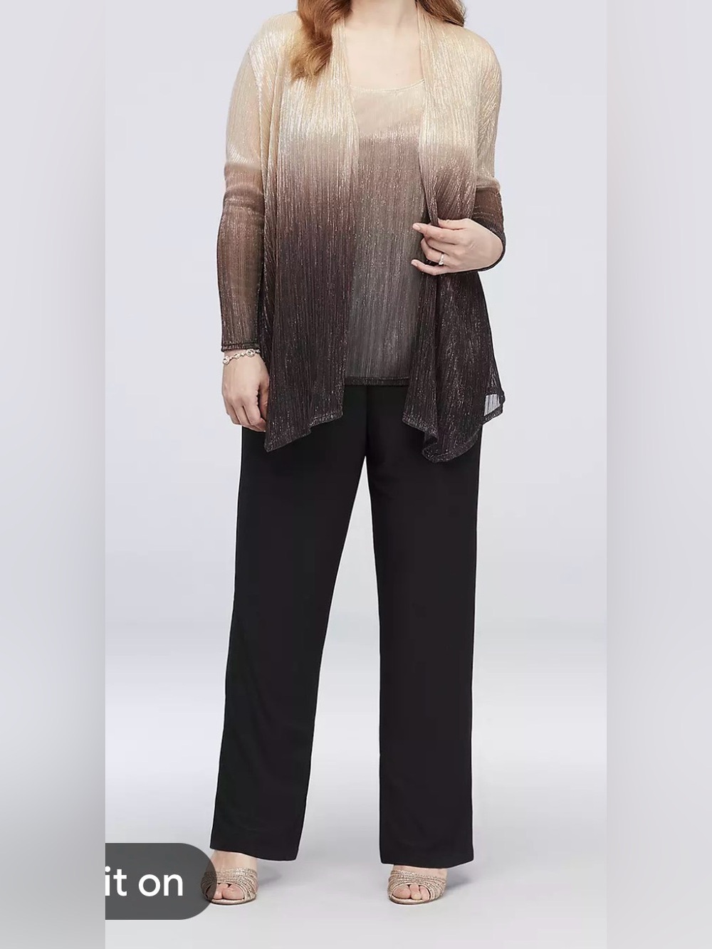 2 Piece Onyx Gold to Black Shimmer Ombre Draped Tunic David’s Bridal